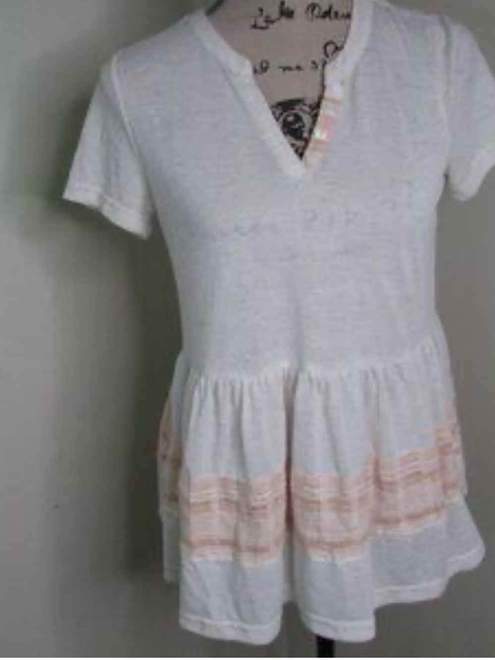 Girls' White Peplum Knit Top with Pink Stripe Detail
